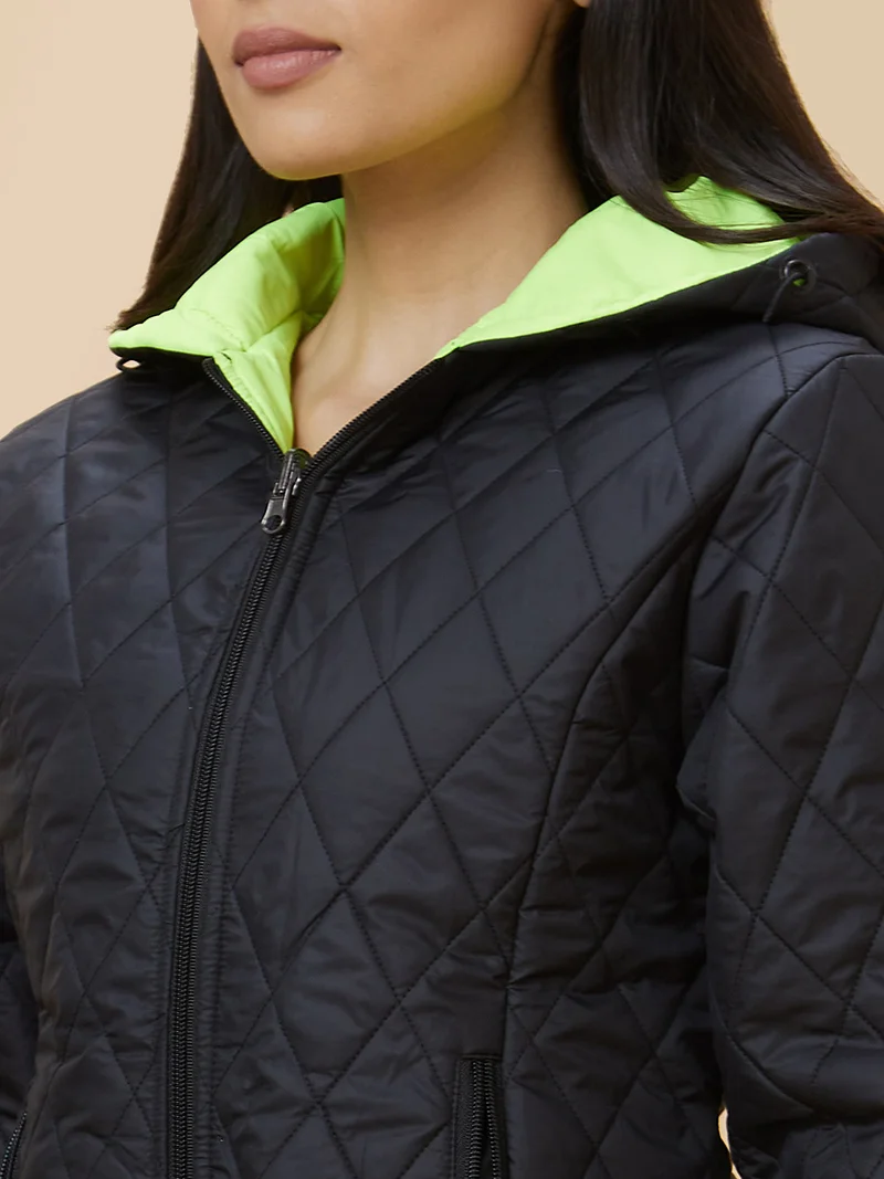 globus Women Quilted Hooded Reversible Jacket