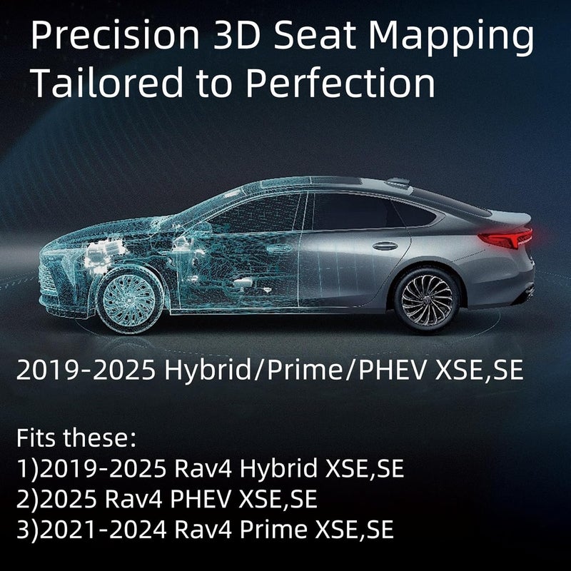 EKR غطاء مقعد السيارة EKR مخصص لسيارة تويوتا RAV4 2019-2025 - مجموعة كاملة، جلد (أسود/رمادي) - Image 2
