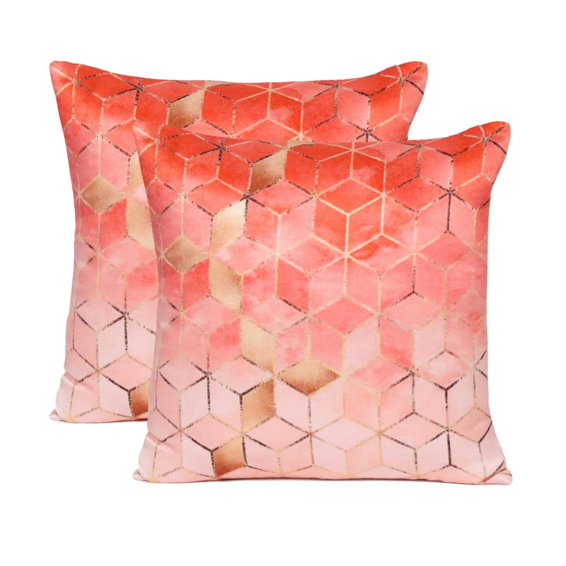 Oussum Soft & Comfortable Abstract Pattern Square Cushion Sofa Cushion Case Pillow Covers Throw for Home Decoration Set of 2 (18 x 18, Light Pink) - Image 5