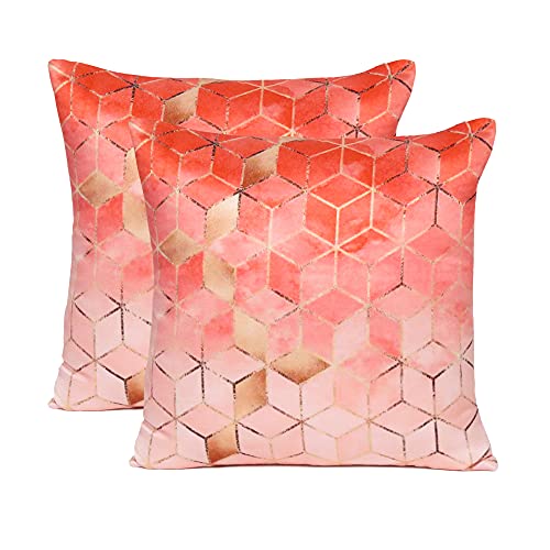 Oussum Soft & Comfortable Abstract Pattern Square Cushion Sofa Cushion Case Pillow Covers Throw for Home Decoration Set of 2 (18 x 18, Light Pink) - Image 1