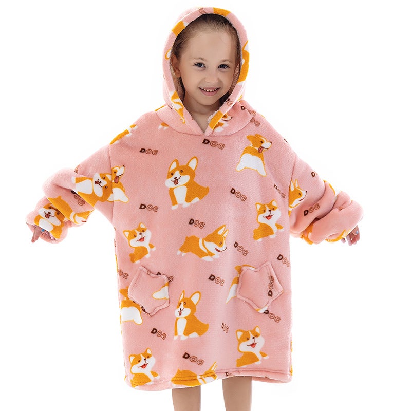 New Composite Winter Clothes Home Pajamas Lazy Tv Blanket Baby Flannel Oversized Super Thick Lambswool Cartoon - Image 5