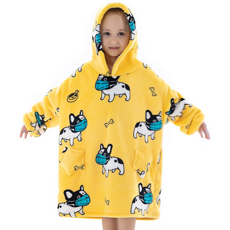New Composite Winter Clothes Home Pajamas Lazy Tv Blanket Baby Flannel Oversized Super Thick Lambswool Cartoon - Image 4