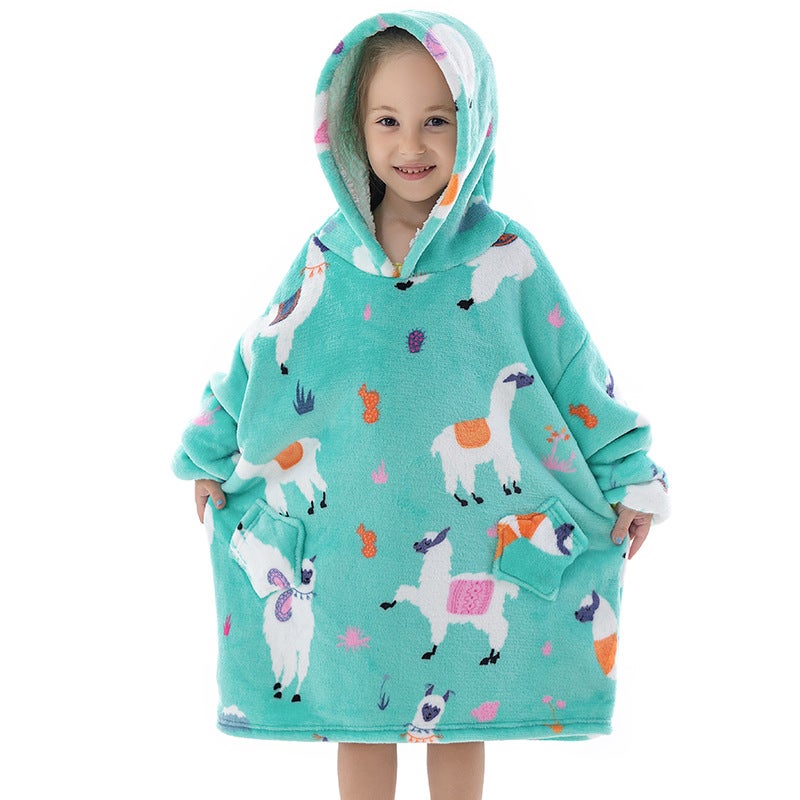 New Composite Winter Clothes Home Pajamas Lazy Tv Blanket Baby Flannel Oversized Super Thick Lambswool Cartoon - Image 3