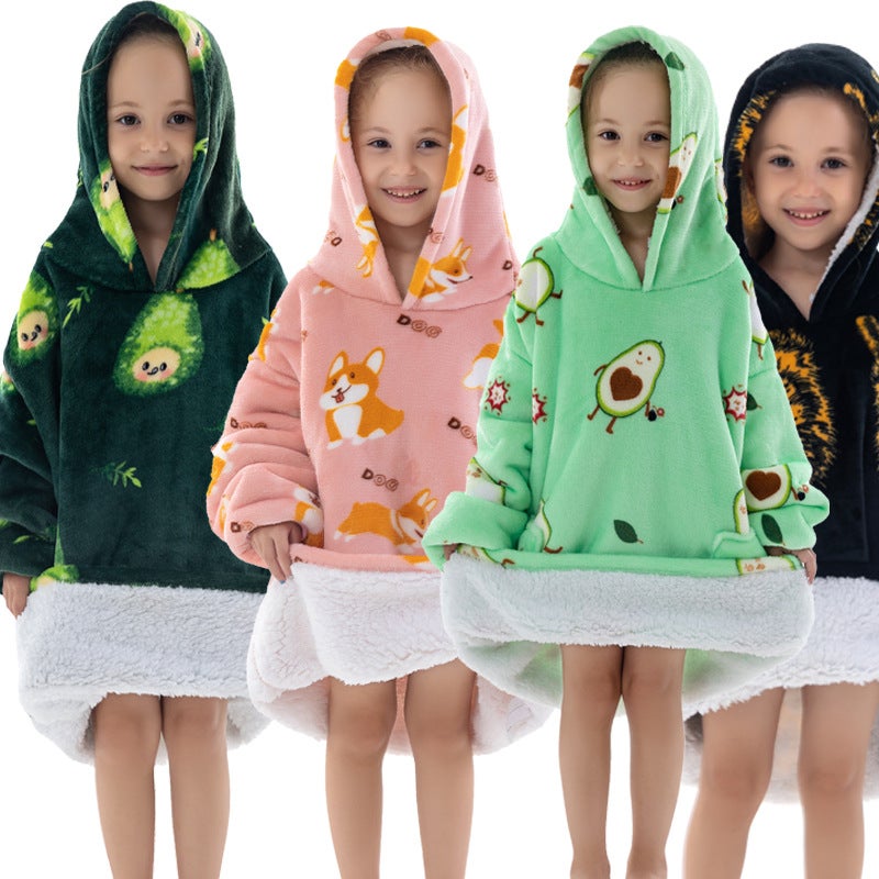 New Composite Winter Clothes Home Pajamas Lazy Tv Blanket Baby Flannel Oversized Super Thick Lambswool Cartoon - Image 2
