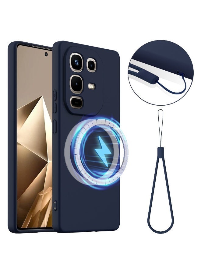 Magnetic Case Compatible with Infinix Note 50 Pro+ 5G, Thin Slim Liquid Silicone Soft Rubber TPU Shell Cover with Wrist Band and Wireless Charging, Anti Shock and Anti Fall Cover - Image 1