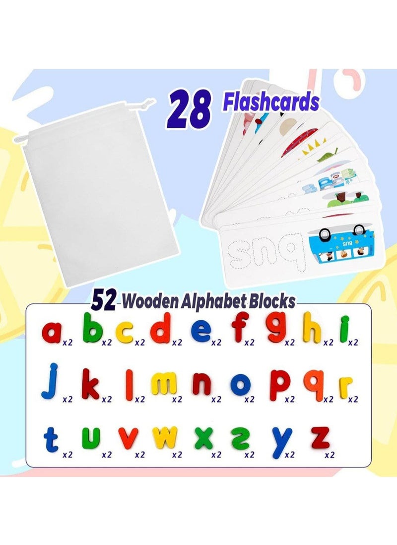 Generic Plinrax Letter Puzzle Toys for Kids 2-3 Years, Alphabet Learning Card Games for Kids, Wooden Word and Spelling Learning Toys, Letter Matching Educational Toys for Boys Girls 2-5 Years  - Image 2