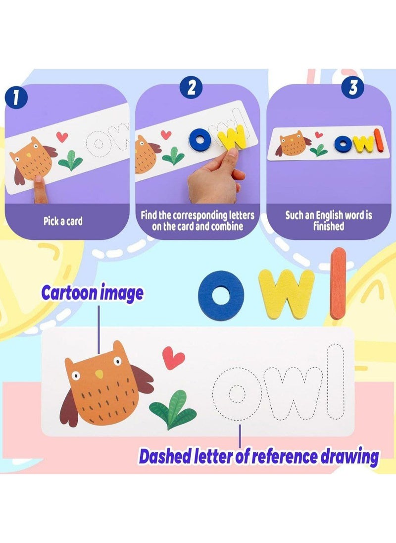 Generic Plinrax Letter Puzzle Toys for Kids 2-3 Years, Alphabet Learning Card Games for Kids, Wooden Word and Spelling Learning Toys, Letter Matching Educational Toys for Boys Girls 2-5 Years  - Image 3