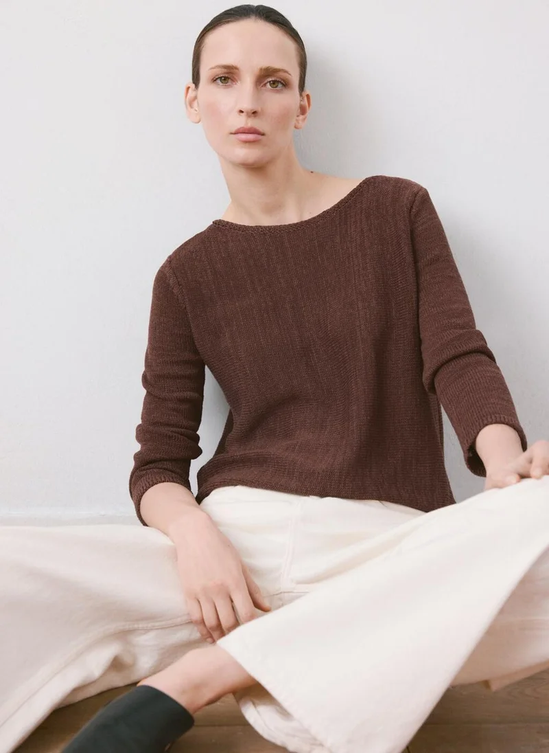 مانجو Open-knit long-sleeve jumper