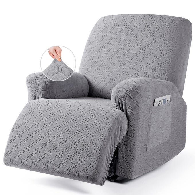 RECLINER CHAIR COVER 3PIECES STRETCH RECLINER COVERS FOR RECLINER CHAIR SOFT RECLINING CHAIR SLIPCOVER FURNITURE PROTECTOR FOR DOGS CATSLIGHT GRAY