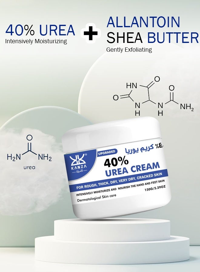 Kanza 40% Urea Cream 150g Upgraded for Cracked Feet Hands Callus Remover Hand Cream Foot Cream for Cracked Foot Heels Elbows Nails Knees Dry Skin Moisturizer Urea Lotion with Maximum Strength for Men and Women - Image 4