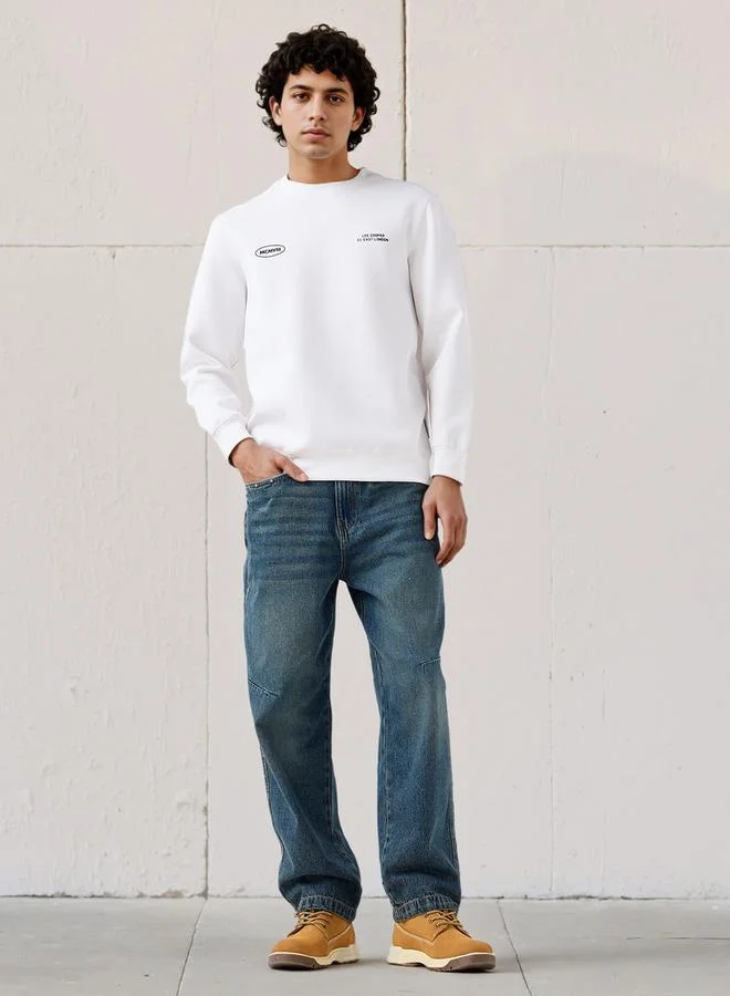 لي كوبر سويت شيرت قطن بطبعة شعار لي كوبر للرجال بقصة عادية