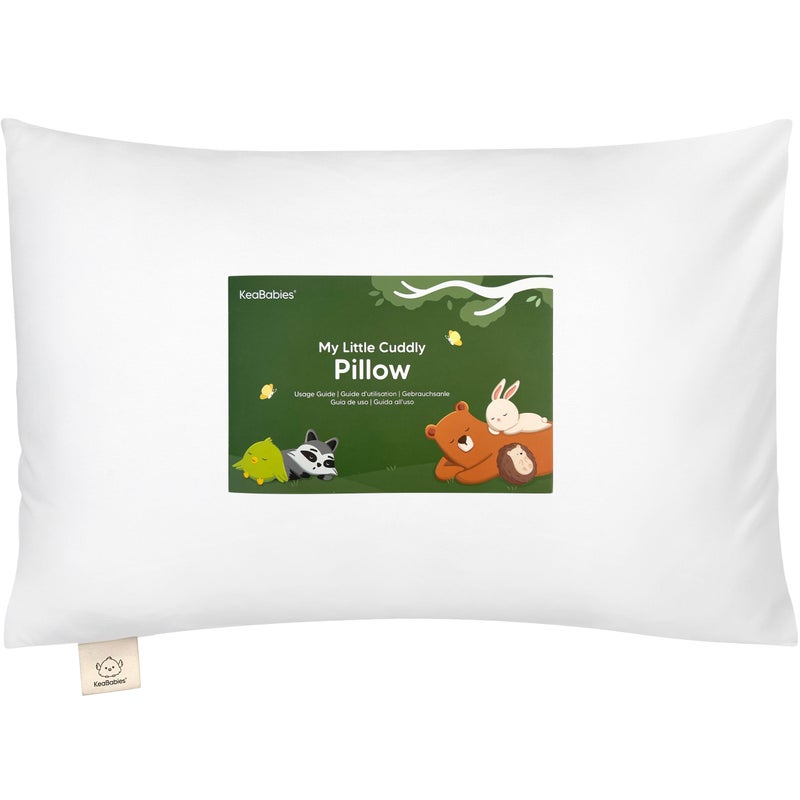 KeaBabies Toddler Pillow with Pillowcase - 13x18 My Little Cuddly Kids Travel Pillows for Sleeping, Nap, Viscose from Bamboo Nursery Pillowcase, Soft & Breathable, Toddler 2-5 Years Old (Soft White) - Image 1