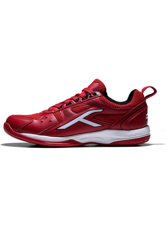HUNDRED Raze Badminton Shoes (Non Marking) | Lightweight & Durable | X-Cushion, Active Grip Sole, Toe Assist (Red/White/Black, 3UK) - Image 1