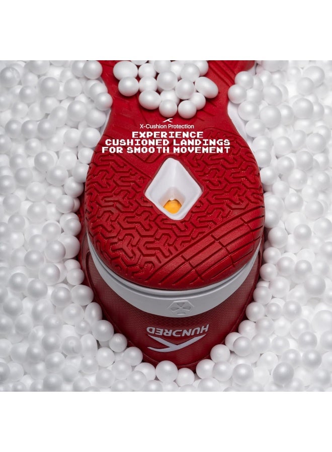 HUNDRED Raze Badminton Shoes (Non Marking) | Lightweight & Durable | X-Cushion, Active Grip Sole, Toe Assist (Red/White/Black, 3UK) - Image 4