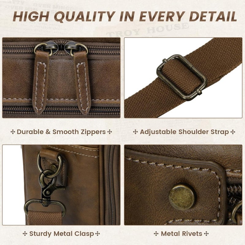 Mens Laptop Bag Leather briefcase 16 Inch Messenger Bag Satchel Bag - Image 5