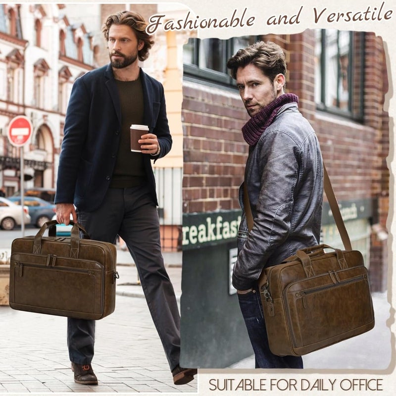 Mens Laptop Bag Leather briefcase 16 Inch Messenger Bag Satchel Bag - Image 2