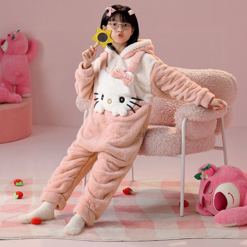 Children'S Pajamas Boys' And Girls' Flannel Sleeping Bag Warm Kick-Proof Home Clothes - Image 1