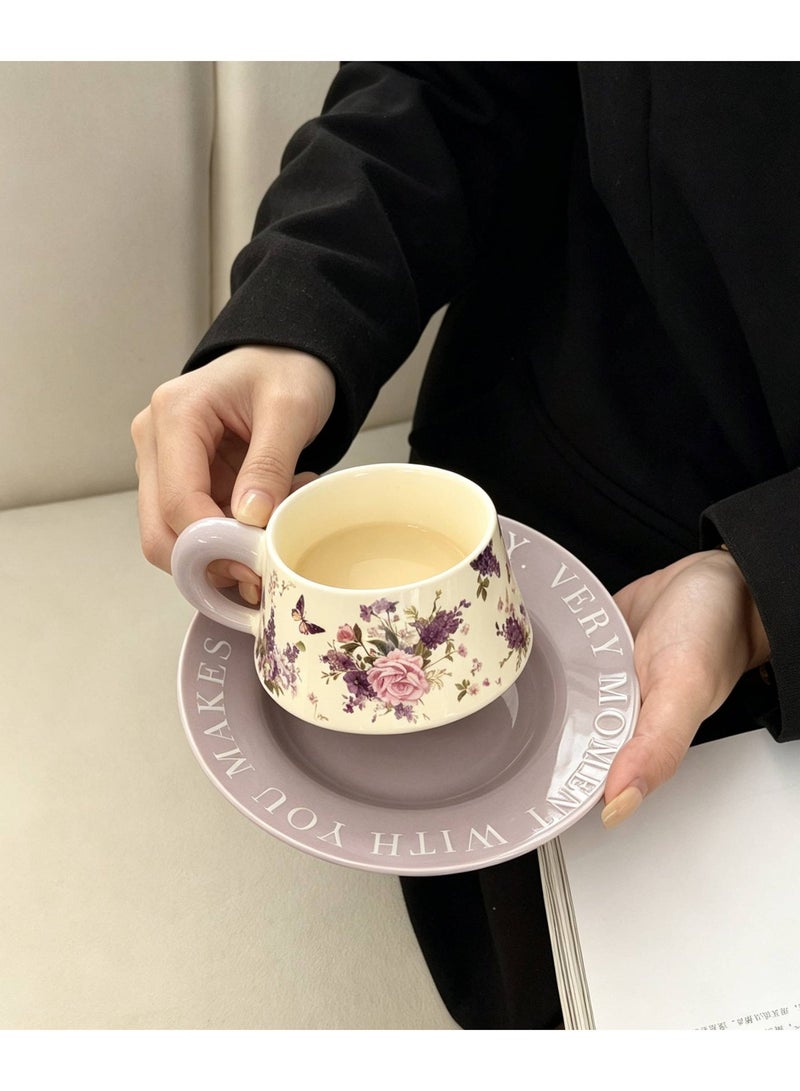 Retro Ceramic Coffee Cup and Saucer Gift Set, 280ml Large Capacity Coffee Cup Set with Gift Box, Elegant Floral Hand-Painted Design, Perfect for Coffee, Tea and Espresso Lovers, Best Gift for Family, Friends, Ramadan, Eid, Housewarmings, Birthday and Any Other Occasions - Image 4