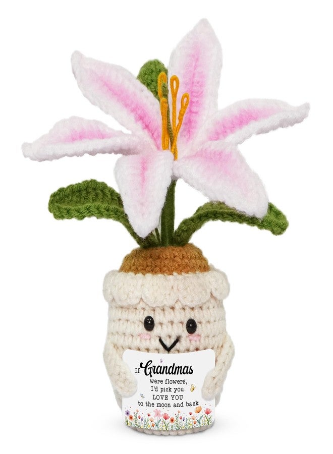 OASSIE Crochet Lily Flower for Grandma - Cute Handmade Plush Flower Pot with Quote Sign, Thoughtful Gift from Grandkids, Amigurumi Decor for Mother's Day - Image 1