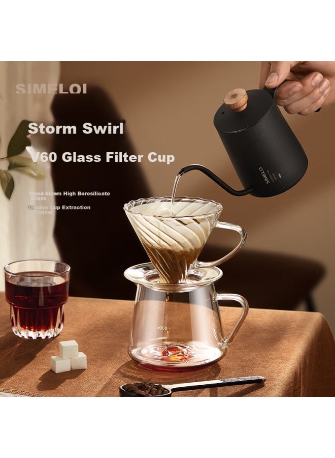 Simelo Coffee Pot, Pour-over Kettle, Coffee Sharing Pot, Glass Drip Pot, Coffee Pot, Filter Pot, Nordic Travel, 600ml - Image 1
