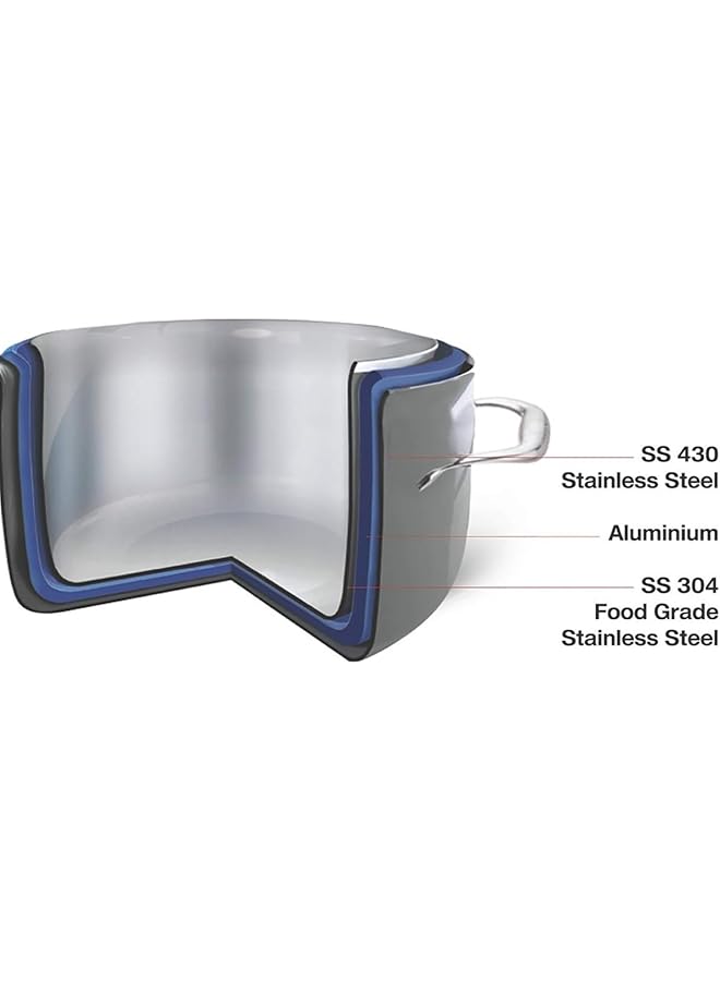 VINOD Platinum Triply Stainless Steel Tope With Lid   22 Cm, 4.7 L (Induction Friendly) - Image 5