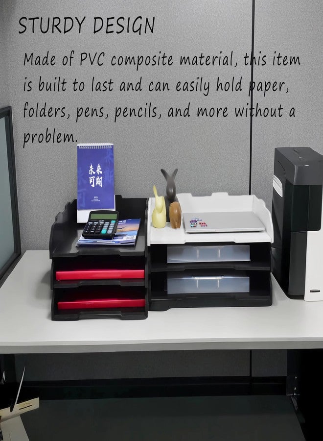 YFS A3 Stackable Paper Tray, 3 Tier Desk File Organizer, Desktop Organizer for Office Supplies, File Storage, Letter Organizer /A3 Office File Folder,Home or Office School, White (Portrait-Black-3-Tier) - Image 4