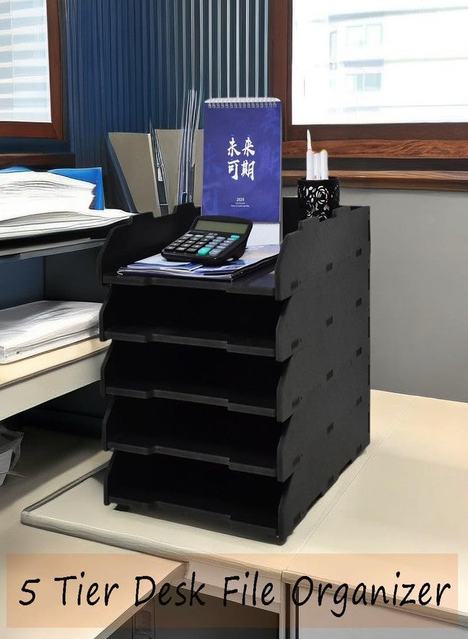 YFS A3 Stackable Paper Tray, 3 Tier Desk File Organizer, Desktop Organizer for Office Supplies, File Storage, Letter Organizer /A3 Office File Folder,Home or Office School, White (Portrait-Black-3-Tier) - Image 5