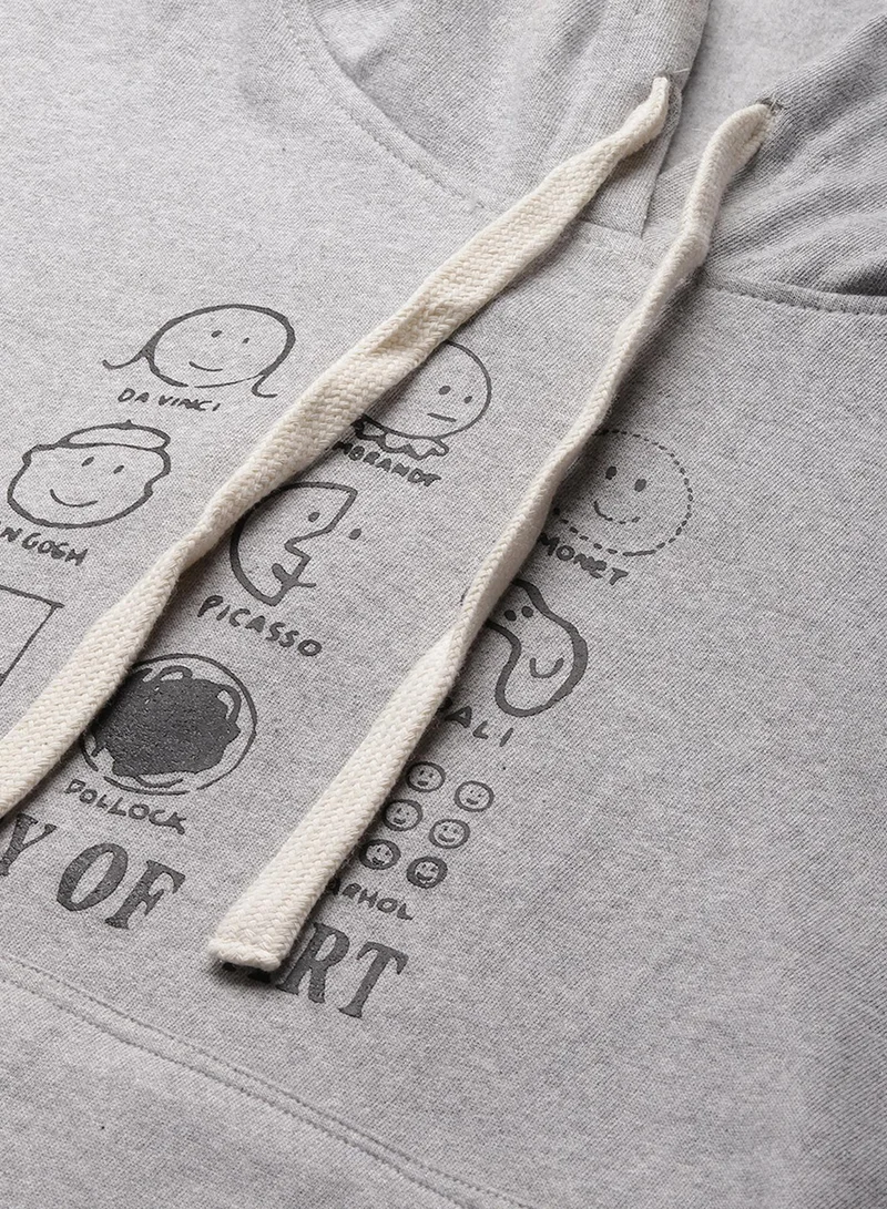 Pinacolada  Women's Light Grey History-Of-Art Print Pullover Hoodie for Women | Best Price UAE