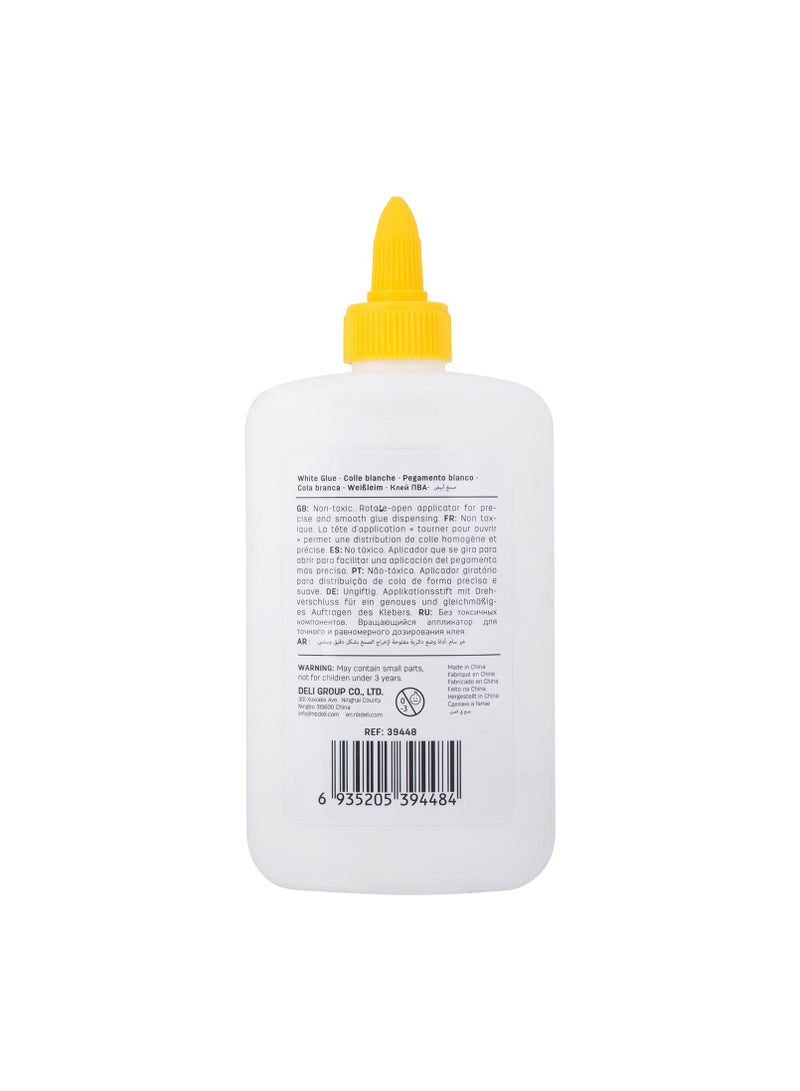 Deli White Glue - 230ml, Washable, Non-Toxic, Twist-Lock Applicator, White, E39448 - Image 2