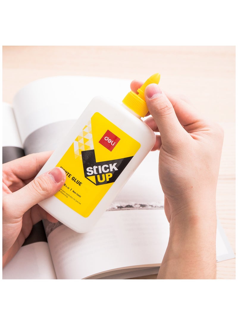 Deli White Glue - 230ml, Washable, Non-Toxic, Twist-Lock Applicator, White, E39448 - Image 4