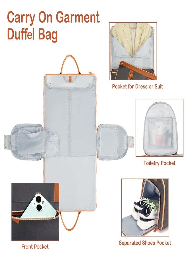 SeseBee Convertible Garment Duffel Bag for Travel, Large PU Leather Duffle Bag for Men Women,Waterproof Garment Bags for Travel with Built-In Shoe Pocket, 3 in 1 Hanging Suitcase Suit Travel Bags, Black&Brown - Image 3