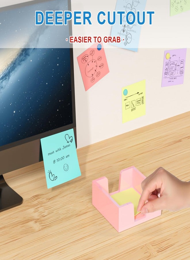 WINFFOR Acrylic Notepad Holder Dispenser - 3x3 in Sticky Note Memo Holder for Desk Organizer (W/O Pads) Office Desk Accessories School Supplies, Lightpink - Image 4