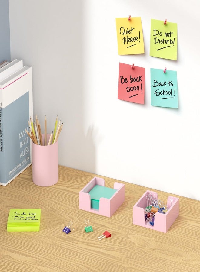 WINFFOR Acrylic Notepad Holder Dispenser - 3x3 in Sticky Note Memo Holder for Desk Organizer (W/O Pads) Office Desk Accessories School Supplies, Lightpink - Image 5