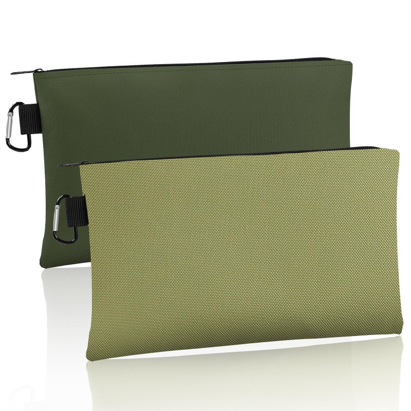Rindion Tool Bag Zipper Pouch, 12.4Ã—7.3 Inch Premium Tool Pouch with Carabiner, Utility Multipurpose Storage Organizer Bag for Tools, Stationery, Small Items (2 pack) - Image 1