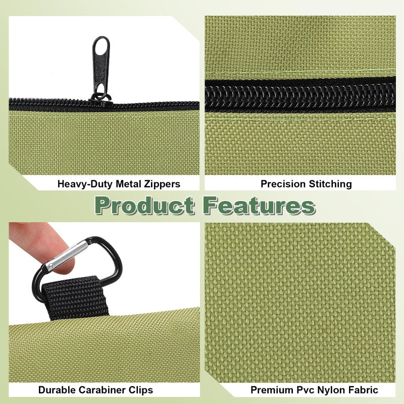 Rindion Tool Bag Zipper Pouch, 12.4Ã—7.3 Inch Premium Tool Pouch with Carabiner, Utility Multipurpose Storage Organizer Bag for Tools, Stationery, Small Items (2 pack) - Image 3