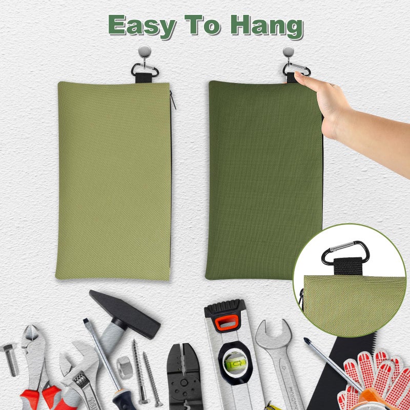Rindion Tool Bag Zipper Pouch, 12.4Ã—7.3 Inch Premium Tool Pouch with Carabiner, Utility Multipurpose Storage Organizer Bag for Tools, Stationery, Small Items (2 pack) - Image 4