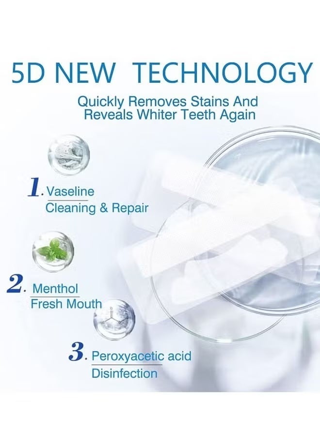 شرائط تبييض الأسنان 5D White، شرائط للعناية بنظافة الفم، جل تبييض الأسنان، شرائط تبييض الأسنان، مجموعة شرائط تبييض الأسنان، مناسبة لشاربي القهوة والمشروبات الغازية والبقع الصفراء، 7 مجموعات - Image 3