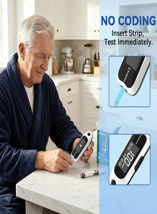 Metene S Blood Glucose Monitor Kit, 100 Test Strips, No Coding - Image 4