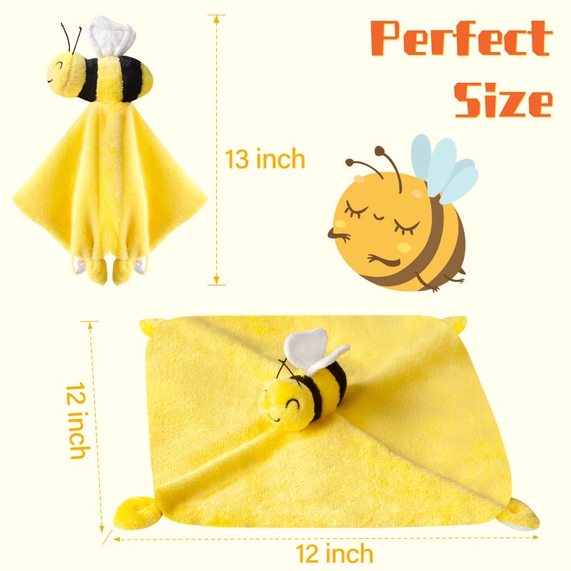 Pro Goleem Bee Loveys for Babies Soft Security Blanket Baby Snuggle Toy Stuffed Animal Blanket Unisex Lovie Baby Gifts for Infant and Toddler Yellow 12 Inch - Image 5