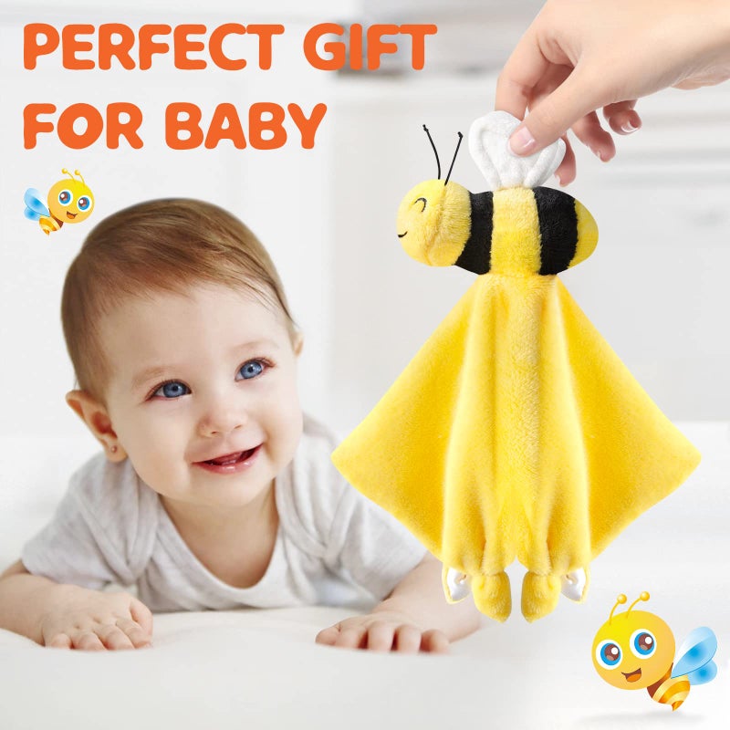 Pro Goleem Bee Loveys for Babies Soft Security Blanket Baby Snuggle Toy Stuffed Animal Blanket Unisex Lovie Baby Gifts for Infant and Toddler Yellow 12 Inch - Image 3