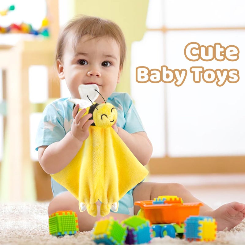 Pro Goleem Bee Loveys for Babies Soft Security Blanket Baby Snuggle Toy Stuffed Animal Blanket Unisex Lovie Baby Gifts for Infant and Toddler Yellow 12 Inch - Image 4
