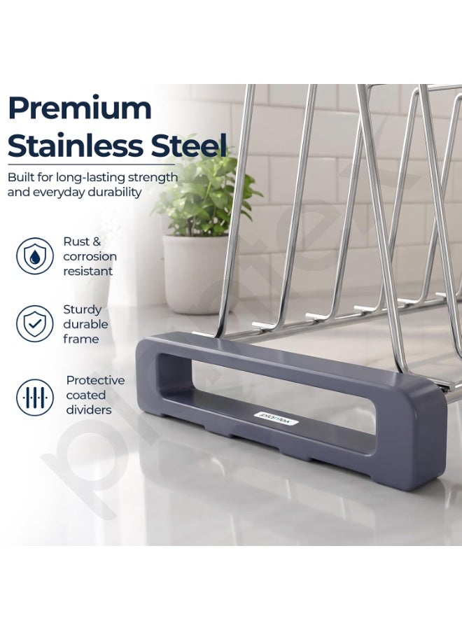 Plantex Stainless Steel Thali Stand/Plate Rack-Stand/Dish Rack/Plate Fixer for Modular Kitchen/Tandem Box Accessories- Set of 2 (Chrome) - Image 4
