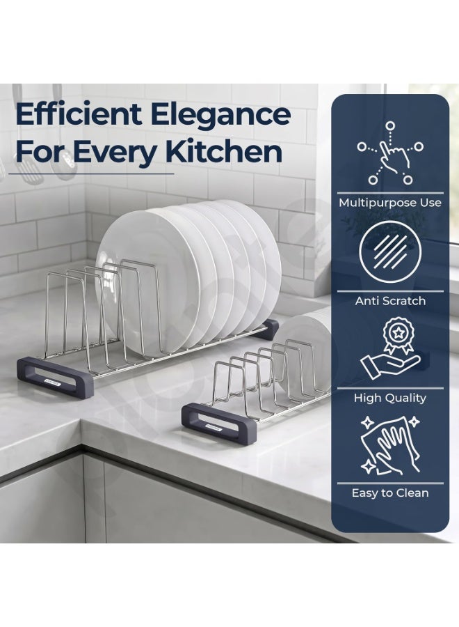 Plantex Stainless Steel Thali Stand/Plate Rack-Stand/Dish Rack/Plate Fixer for Modular Kitchen/Tandem Box Accessories- Set of 2 (Chrome) - Image 2