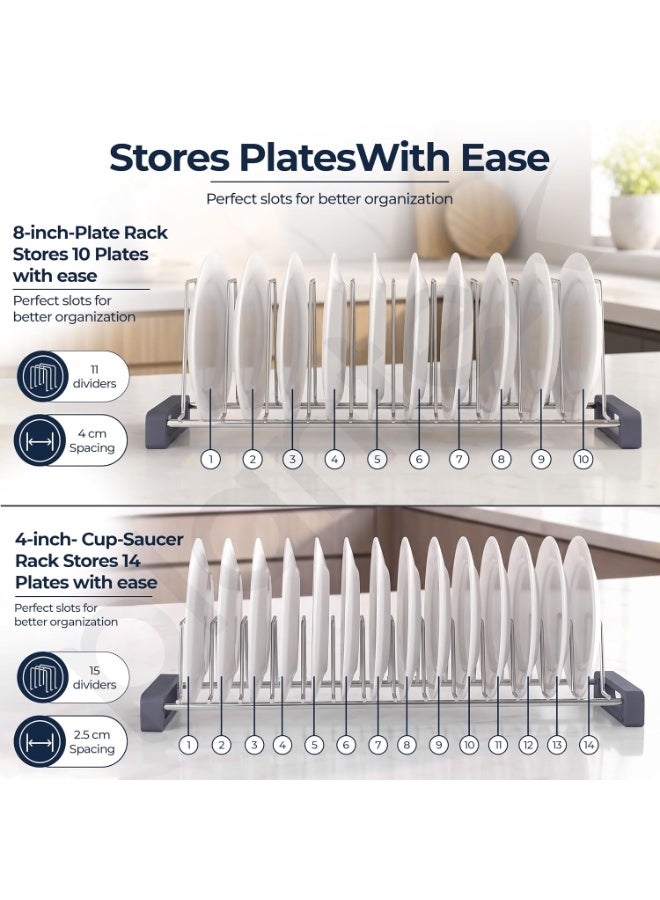 Plantex Stainless Steel Thali Stand/Plate Rack-Stand/Dish Rack/Plate Fixer for Modular Kitchen/Tandem Box Accessories- Set of 2 (Chrome) - Image 3