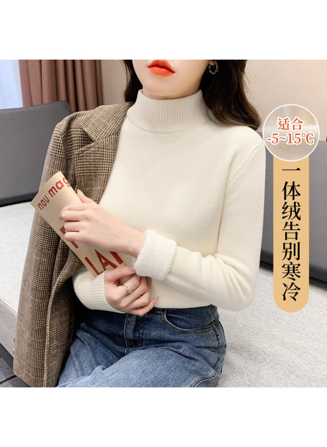 Modal High Neck Integrated Fleece Thickened Autumn And Winter Inner Wear Pullover Knitted Sweater Women'S Warm Top - Image 3