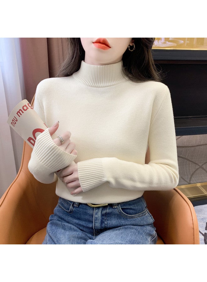 Modal High Neck Integrated Fleece Thickened Autumn And Winter Inner Wear Pullover Knitted Sweater Women'S Warm Top - Image 5