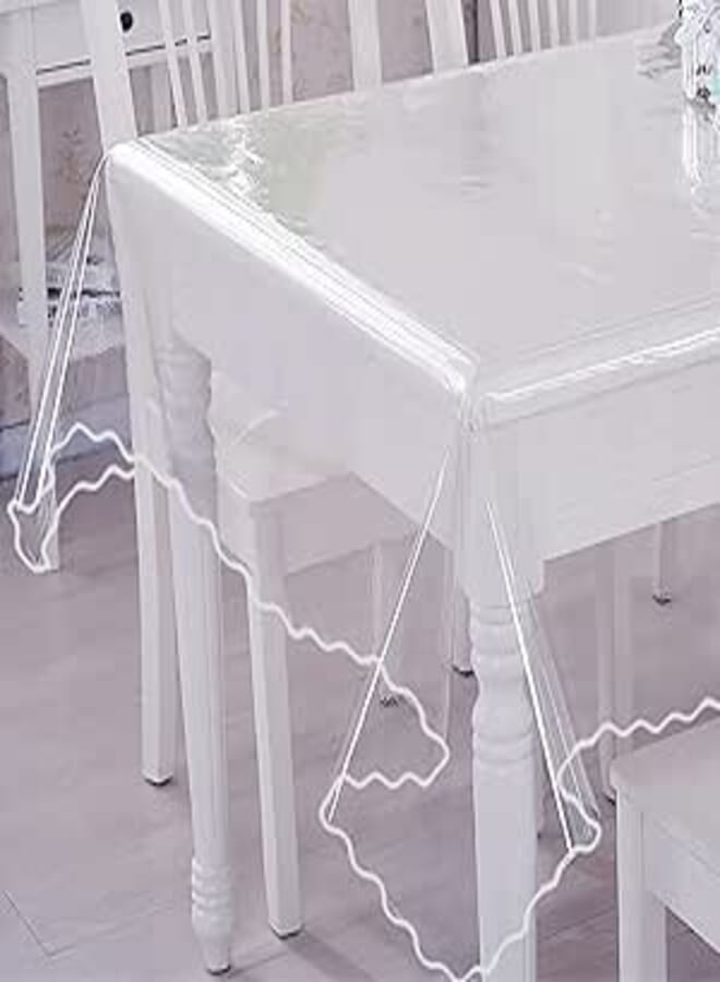 DurableDelights Clear Tablecloth Cover Protector, Thick Clear Plastic Tablecloth ,Waterproof and Oil-Proof Desk Protector Mat, Perfect for Rectangle Dinner Table and Writing Desk – 5472 Inch…