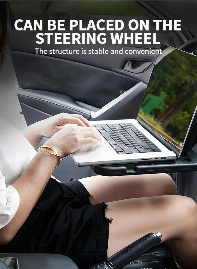GROIC Auto Steering Wheel Desk,Auto Car Steering Wheel Tray for Vehicle Accessories,Car Travel Table, Steering Wheel Tray with Drinks Holder, Multipurpose Universal Travel Car Accessories - Image 5