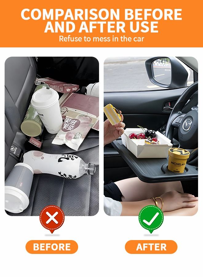 GROIC Auto Steering Wheel Desk,Auto Car Steering Wheel Tray for Vehicle Accessories,Car Travel Table, Steering Wheel Tray with Drinks Holder, Multipurpose Universal Travel Car Accessories - Image 3