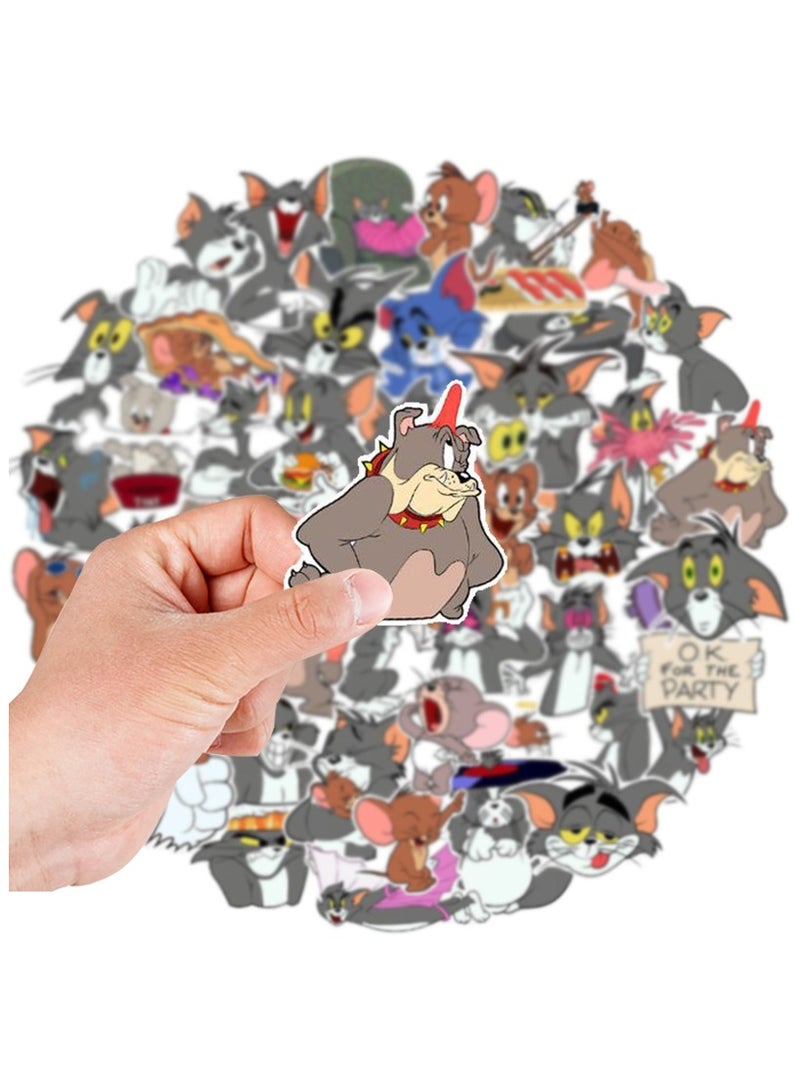 50-Piece Tom and Jerry Stickers Waterproof Cartoon Vinyl Stickers for Laptop - Image 5